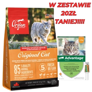 ORIJEN Original Cat 1,8kg + Advantage - dla kotów (0,4mlx4) *roztwór* blister